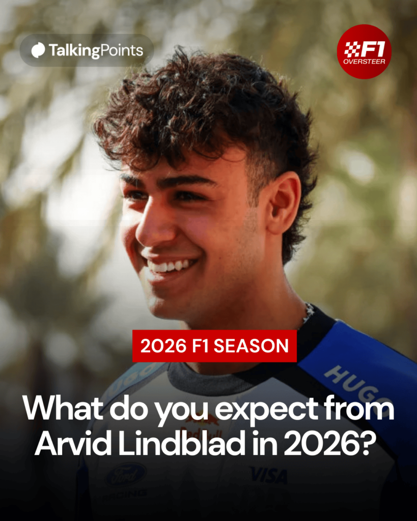 Arvid Lindblad of Racing Bulls smiles in the Bahrain testing paddock
