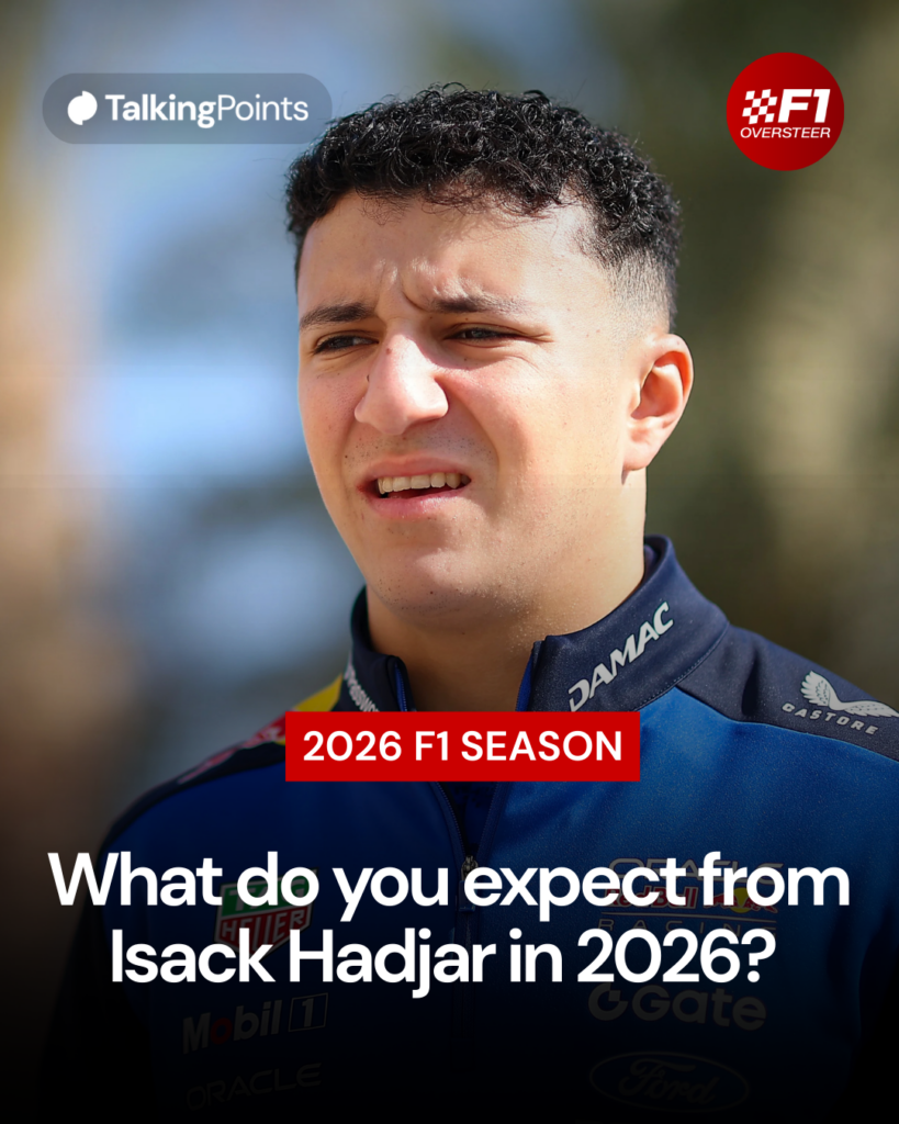 Red Bull driver Isack Hadjar in the paddock at 2026 Bahrain pre-season testing