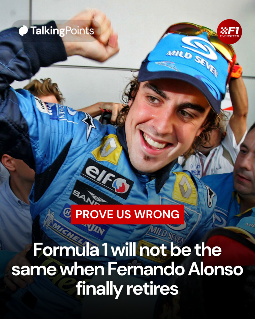 Fernando Alonso celebrates with Renault after winning the 2005 Chinese Grand Prix