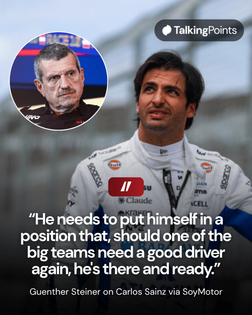Carlos Sainz of Williams walks in the F1 pit lane