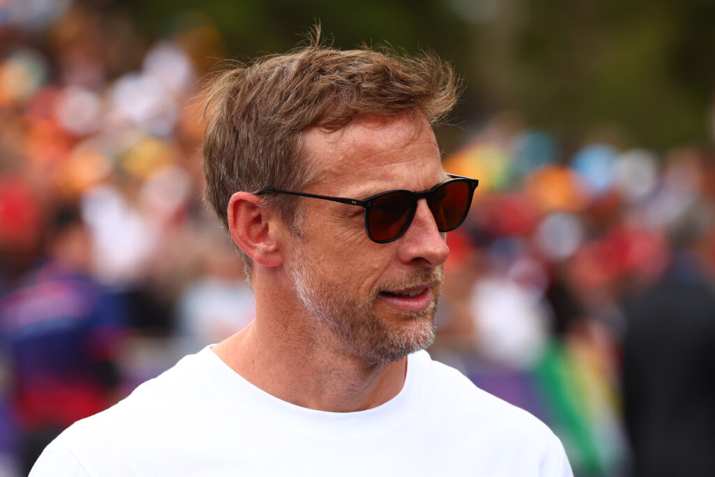 Jenson Button, Team Ambassador of Aston Martin F1 Team arrives in the Paddock prior to practice ahead of the F1 Grand Prix of Australia at Albert Park Grand Prix Circuit on March 06, 2026.