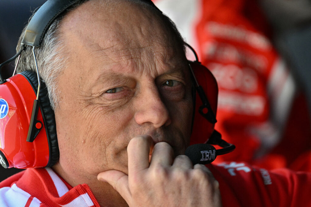 Ferrari team principal Fred Vasseur on the pit wall during practice at the 2026 F1 Chinese Grand Prix