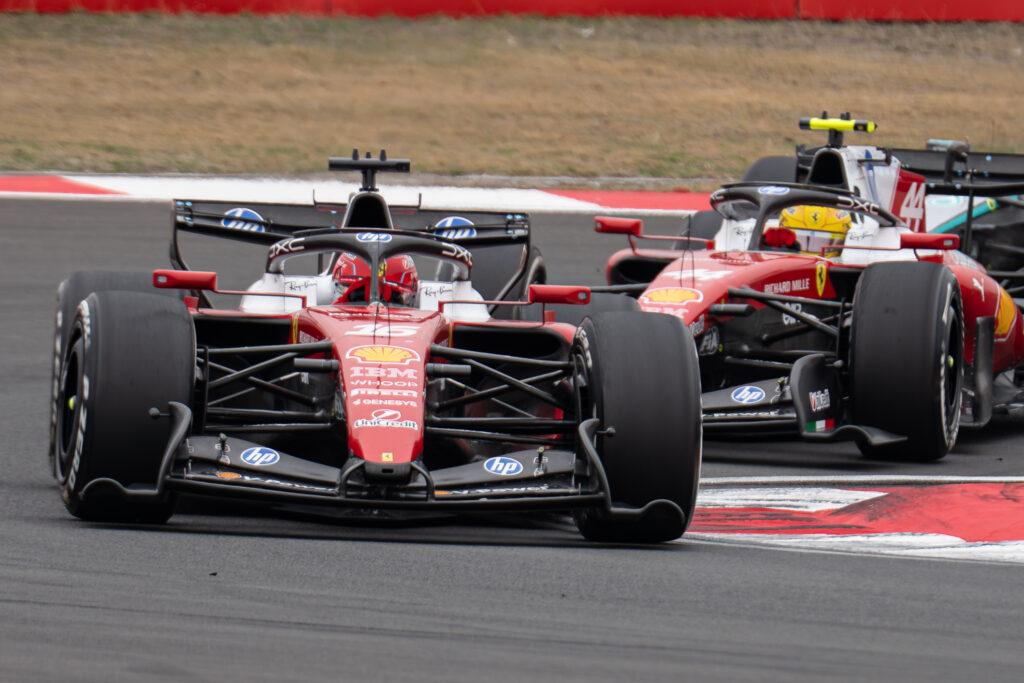 Ferrari drivers Charles Leclerc and Lewis Hamilton on track during the 2026 F1 Chinese Grand Prix