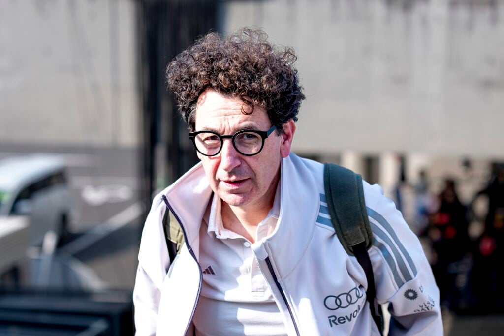 Audi project lead Mattia Binotto arrives in the paddock at the 2026 F1 Japanese Grand Prix