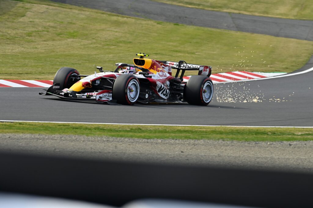 Racing Bulls driver Liam Lawson on track during qualifying for the 2026 F1 Japanese Grand Prix