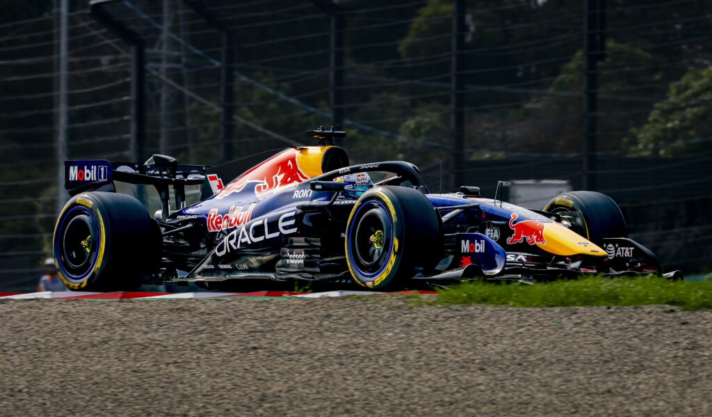 Red Bull driver Max Verstappen on track at Suzuka during the 2026 F1 Japanese Grand Prix
