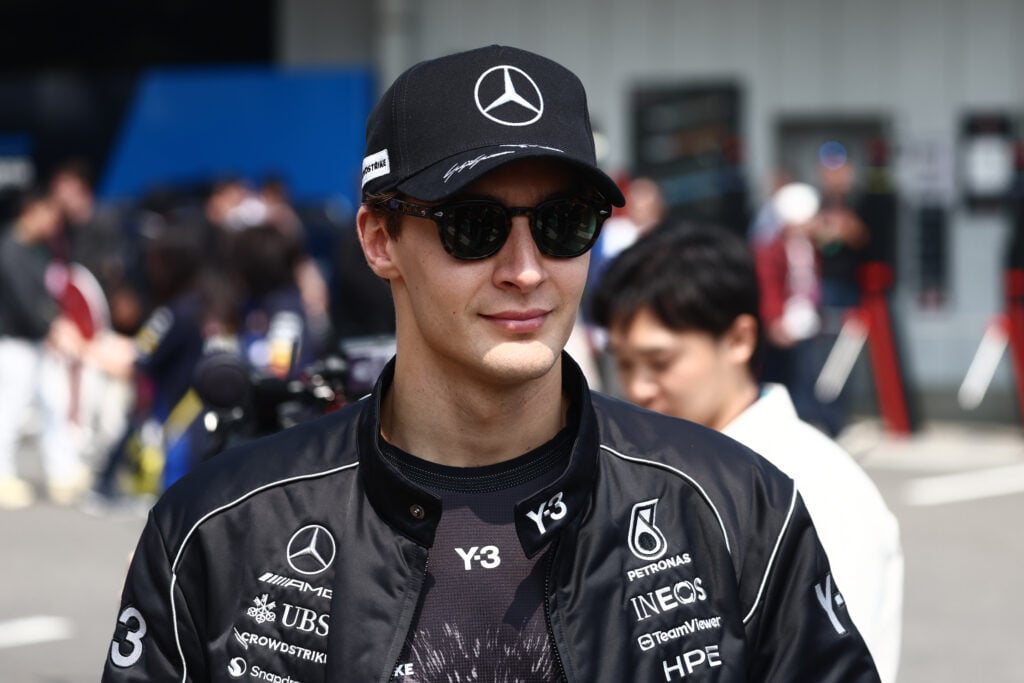 George Russell looks on during the Japanese Grand Prix