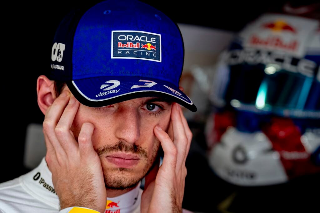 Red Bull driver Max Verstappen in the garage before the 2026 F1 Japanese Grand Prix