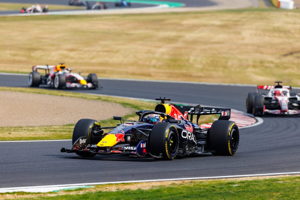 Red Bull driver Max Verstappen on track at Suzuka during the 2026 F1 Japanese Grand Prix
