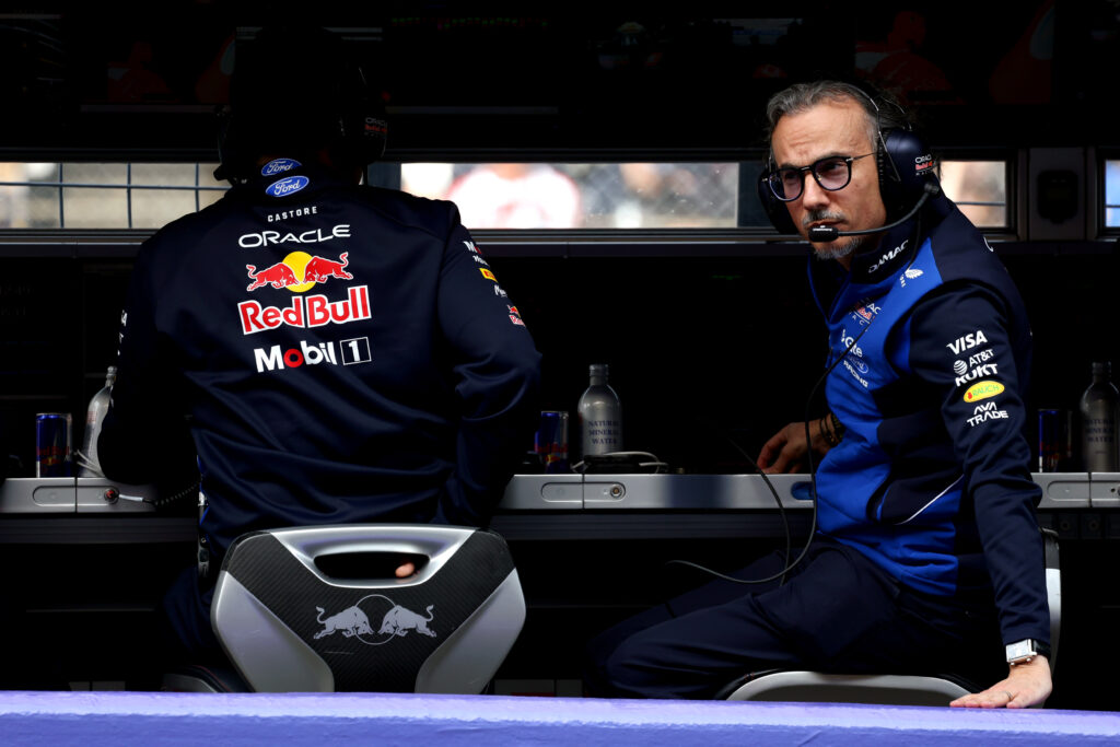 Red Bull team principal Laurent Mekies looks on from the pit wall during qualifying for the 2026 F1 Japanese Grand Prix
