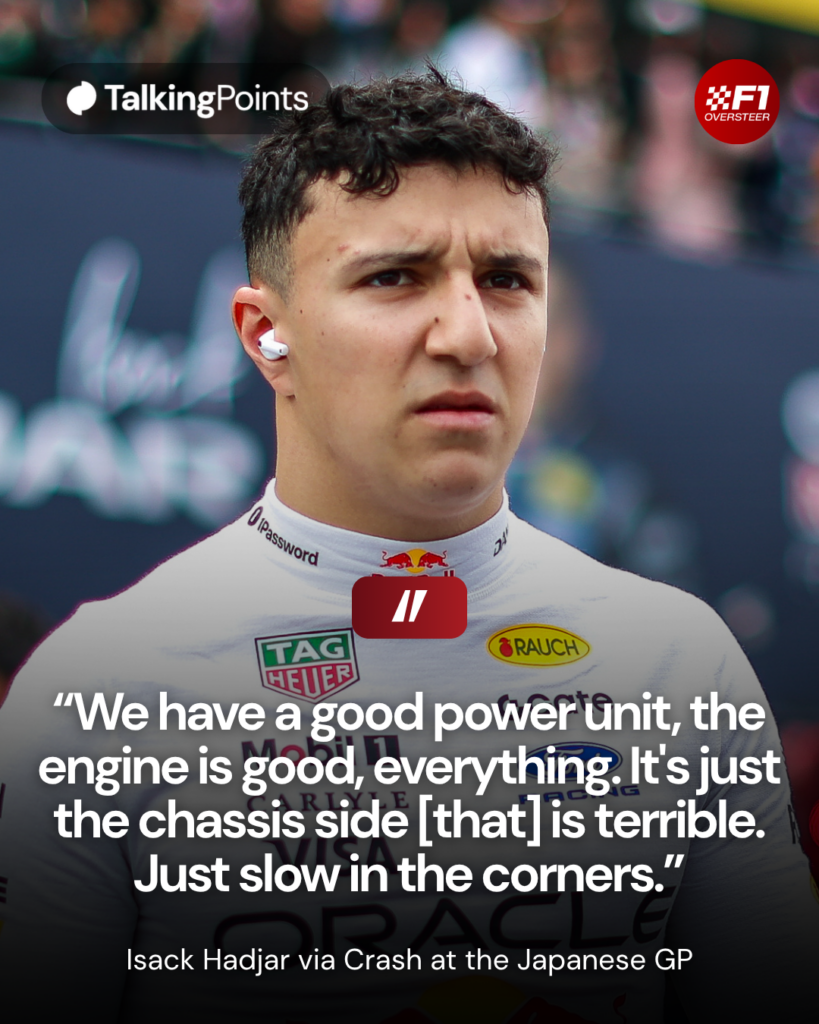 Red Bull driver Isack Hadjar walks to the grid before the 2026 F1 Japanese Grand Prix