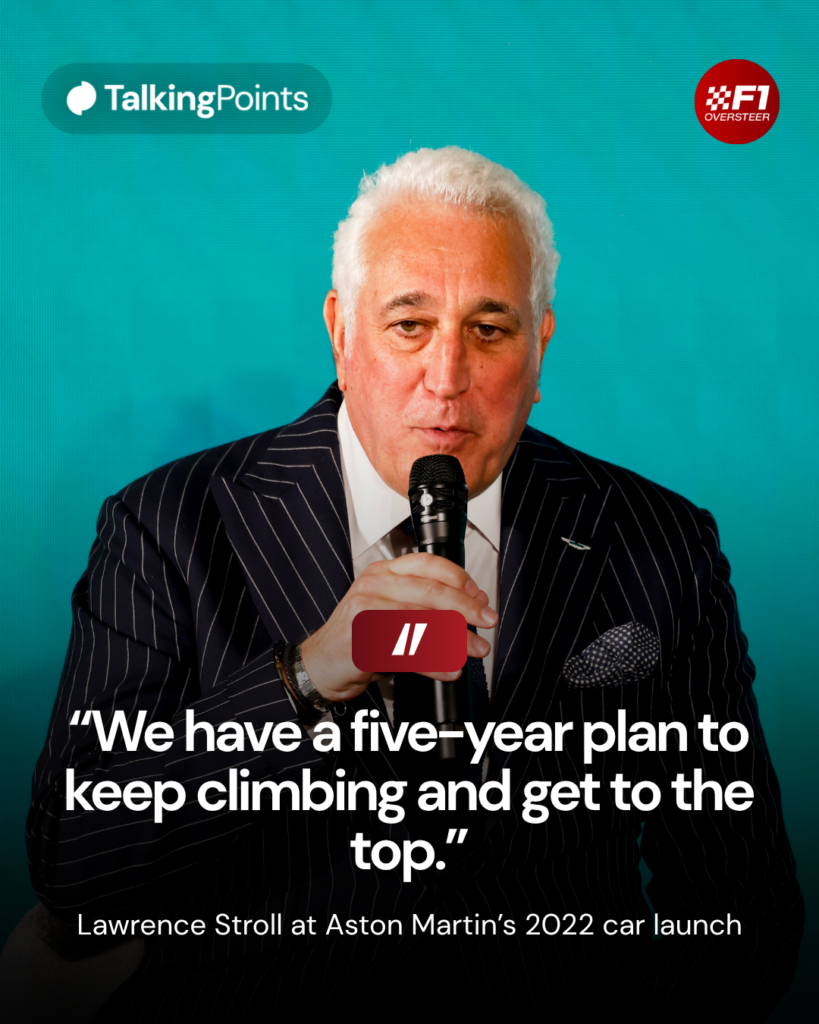 Lawrence Stroll speaks at an Aston Martin event