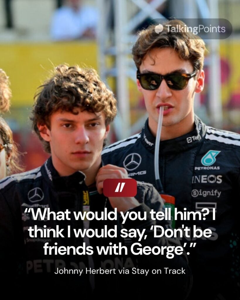 George Russell and Kimi Antonelli on the grid ahead of the 2025 Abu Dhabi Grand Prix.