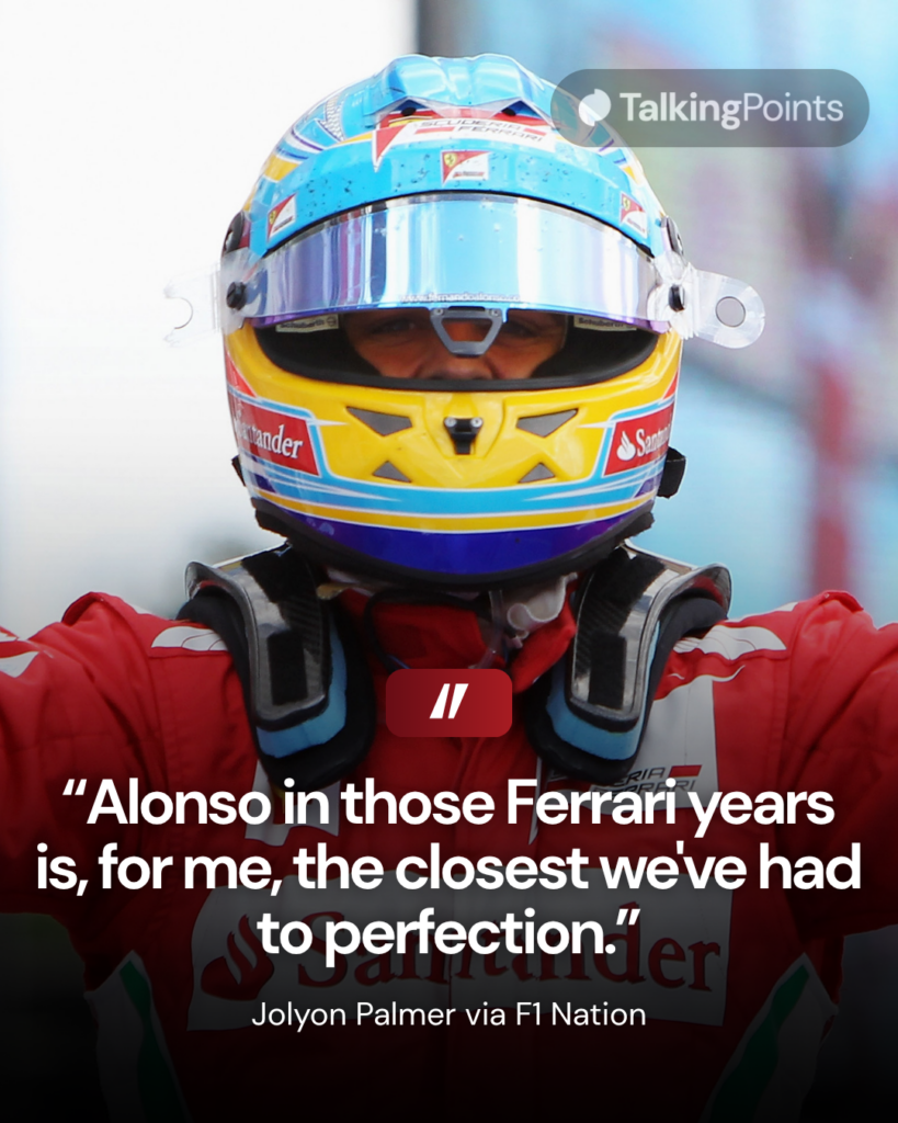 Fernando Alonso celebrates winning a race for Ferrari in 2012