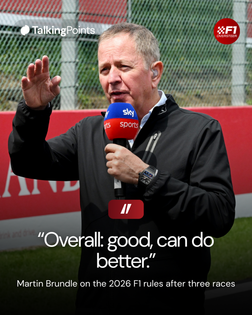 F1 pundit Martin Brundle speaks on the grid