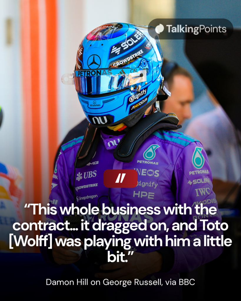 George Russell of Mercedes during qualifying at the 2026 Miami Grand Prix