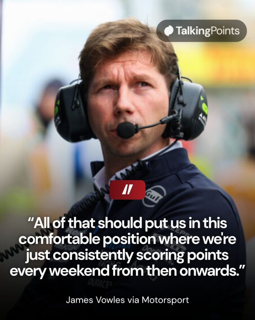 James Vowles looks out from the Williams pit wall at the Azerbaijan Grand Prix