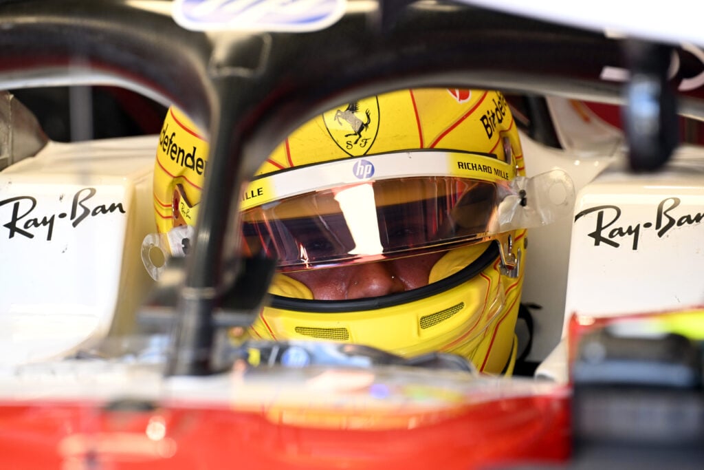 Ferrari driver Lewis Hamilton on track during practice at the 2026 F1 Miami Grand Prix