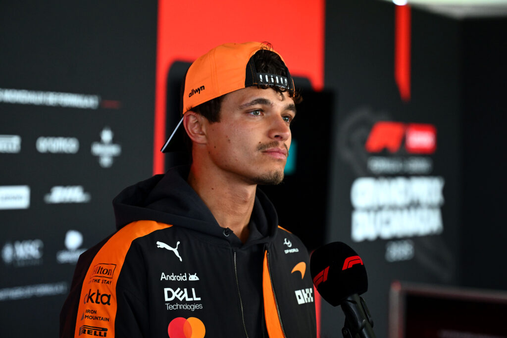 McLaren driver Lando Norris speaks to reporters ahead of the Canadian Grand Prix.