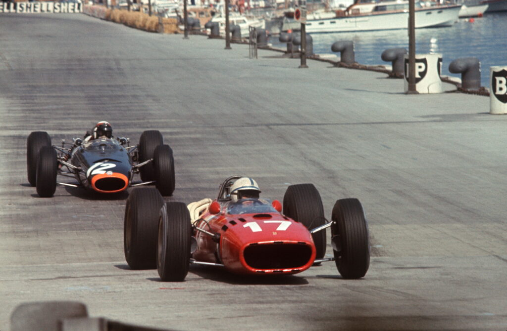 John Surtees of Ferrari on track during the 1966 F1 Monaco Grand Prix