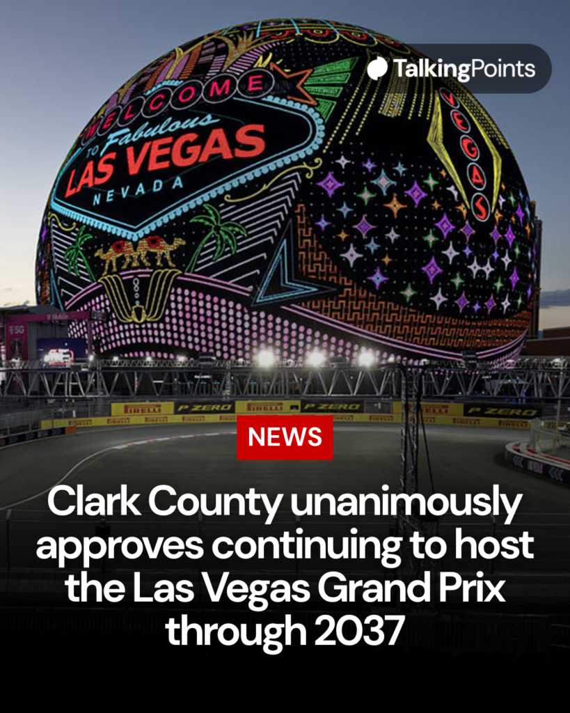 The Las Vegas sphere illuminated at the 2025 F1 Grand Prix