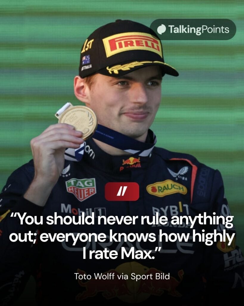 Max Verstappen celebrating on the podium at the 2023 Australian Grand Prix.