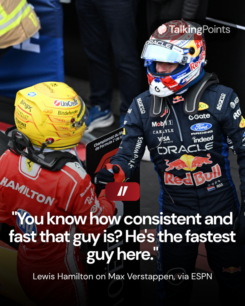 Lewis Hamilton of Ferrari shakes hands with Max Verstappen of Red Bull after the Canadian Grand Prix