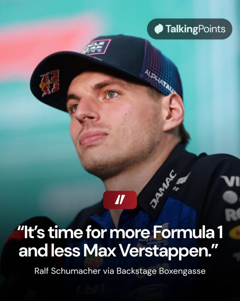 Red Bull driver Max Verstappen talks to the media at the 2026 Miami Grand Prix