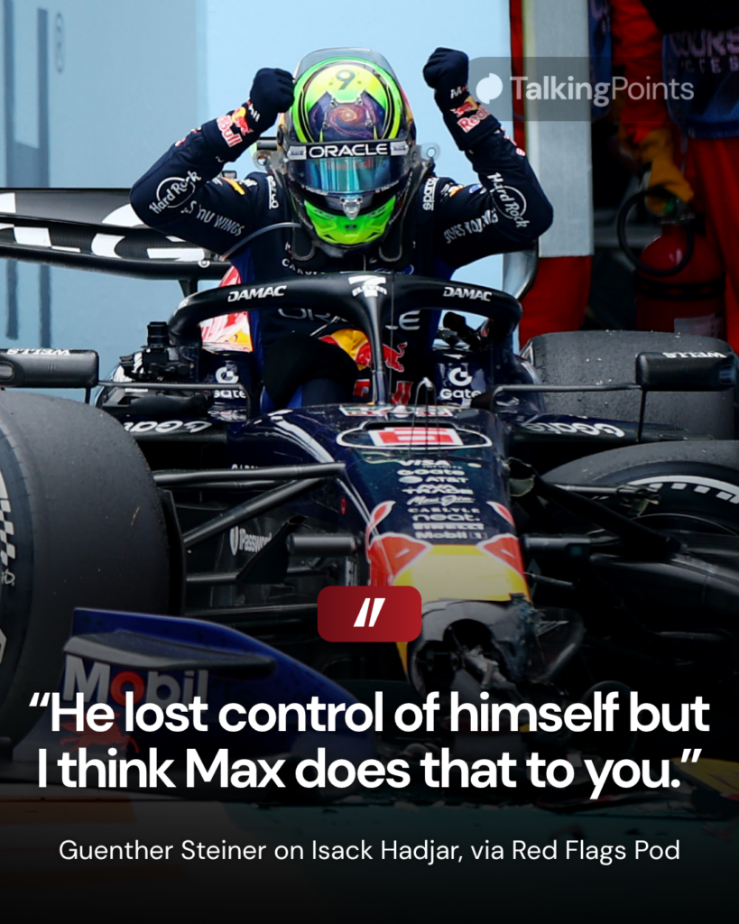 Isack Hadjar gets out of his crashed Red Bull RB22 at the 2026 Miami Grand Prix