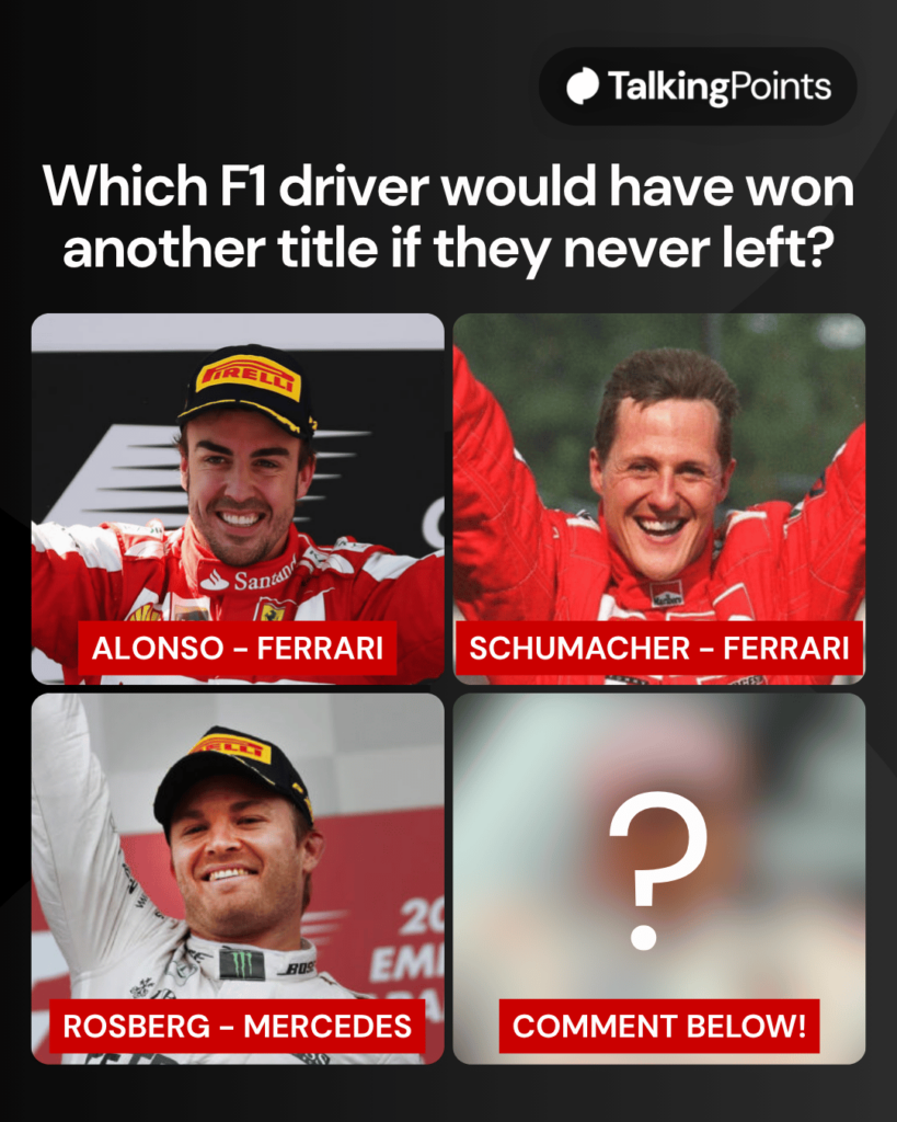 A graphic of Fernando Alonso, Michael Schumacher, Nico Rosberg and Lewis Hamilton