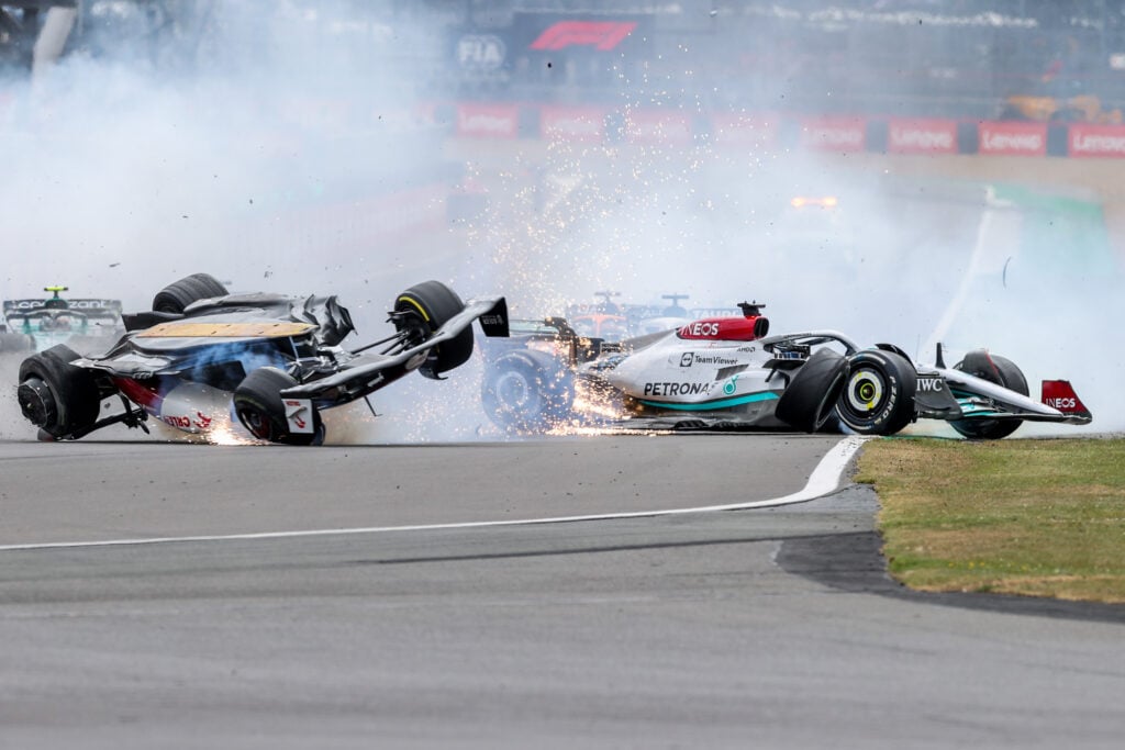 Zhou Guanyu and George Russell's crash at the 2022 British Grand Prix.