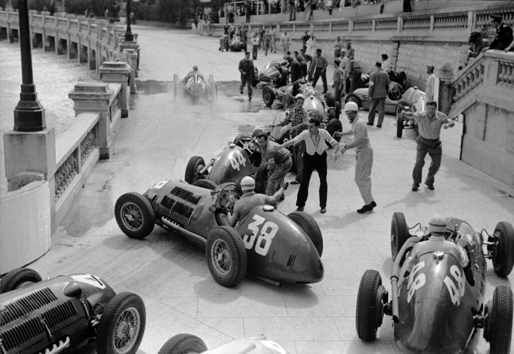 A 10-car crash at the 1950 Formula 1 Monaco Grand Prix.