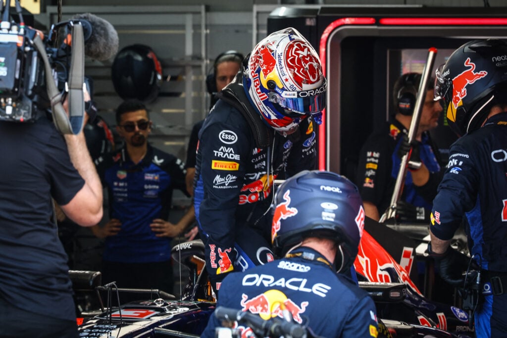 Max Verstappen of Red Bull in the garage at the Monaco Grand Prix.