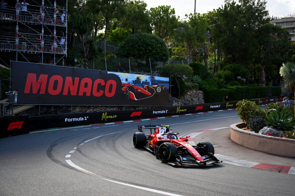Ferrari driver Lewis Hamilton driving during the Monaco Grand Prix practice.