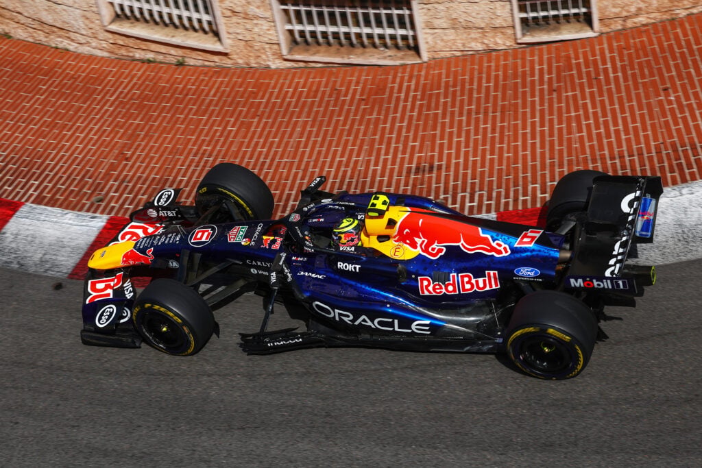 Isack Hadjar of Red Bull driving during the Monaco Grand Prix.