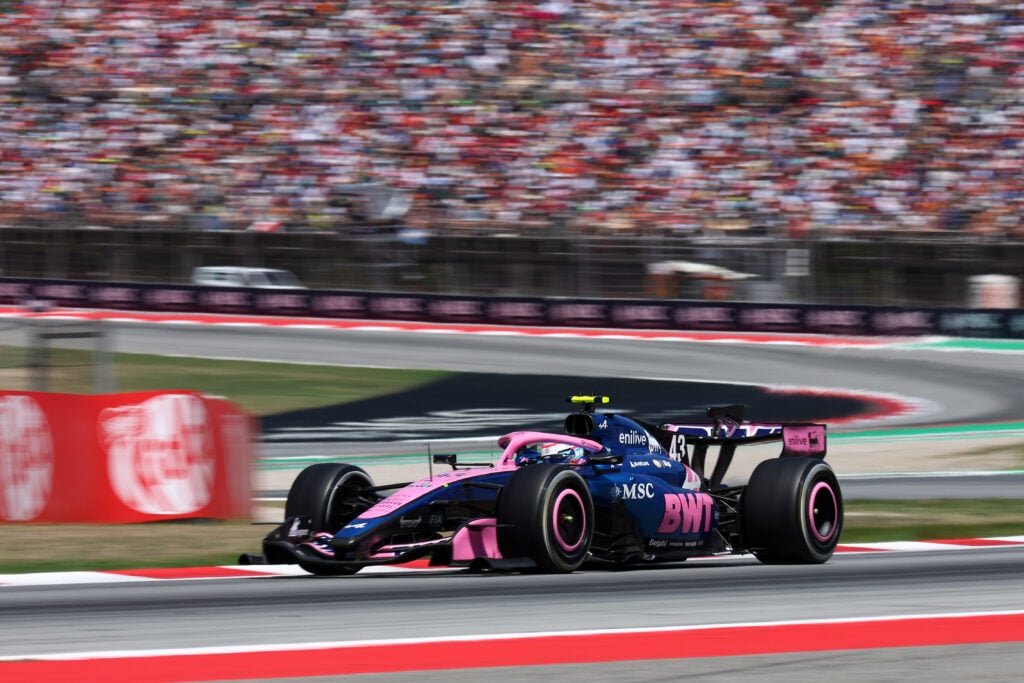Alpine driver Franco Colapinto on track during the 2026 F1 Barcelona-Catalunya Grand Prix paddock