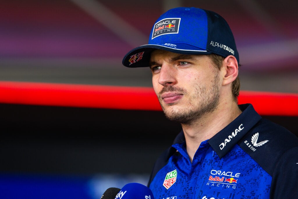 Max Verstappen of Red Bull addressing the media ahead of the Barcelona-Catalunya Grand Prix.