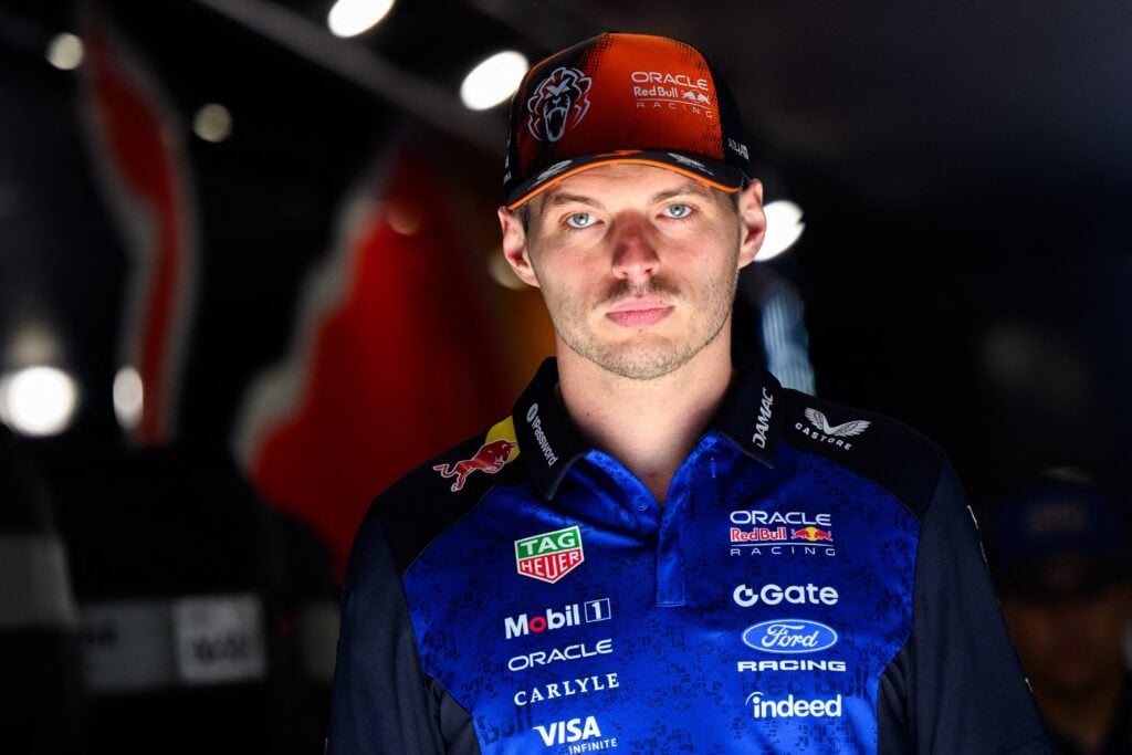 Red Bull driver Max Verstappen arrives in the paddock for practice at the 2026 F1 Austrian Grand Prix