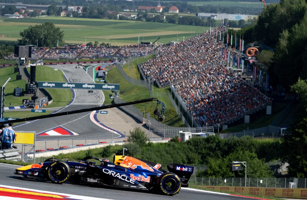 Red Bull driver Max verstappen on track during practice at the 2026 F1 Austrian Grand Prix