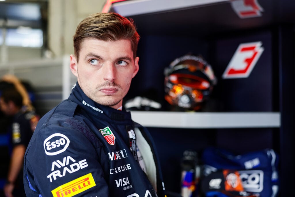 Red Bull driver Max Verstappen in the garage during qualifying for the 2026 F1 Austrian Grand Prix