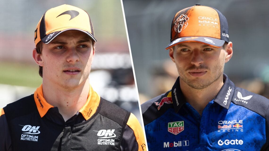 McLaren's Oscar Piastri and Red Bull's Max Verstappen arrive in the 2026 F1 Austrian Grand Prix paddock