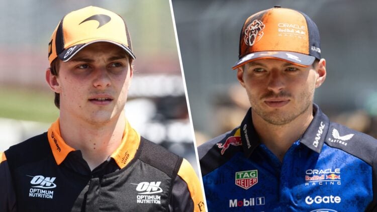 McLaren's Oscar Piastri and Red Bull's Max Verstappen arrive in the 2026 F1 Austrian Grand Prix paddock