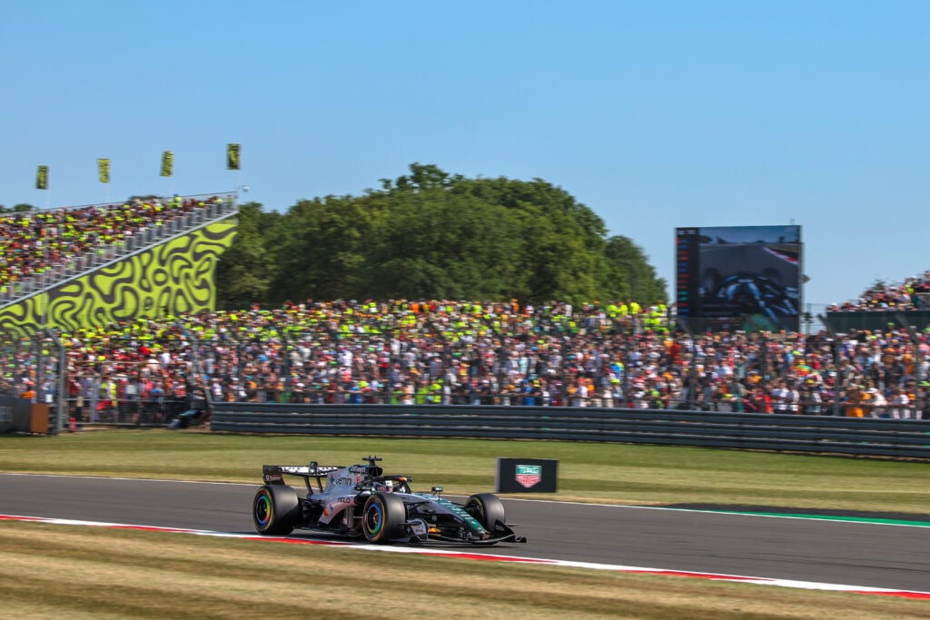 McLaren driver Oscar Piastri on track during practice at the 2026 F1 British Grand Prix
