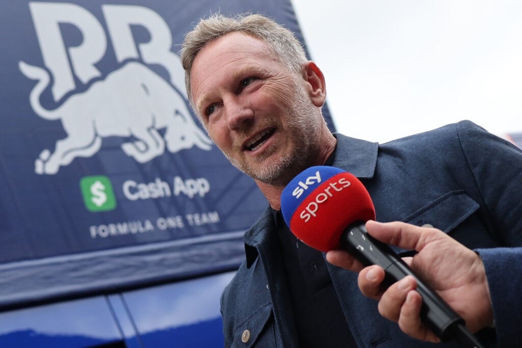 Christian Horner in the 2026 F1 British Grand Prix paddock at Silverstone