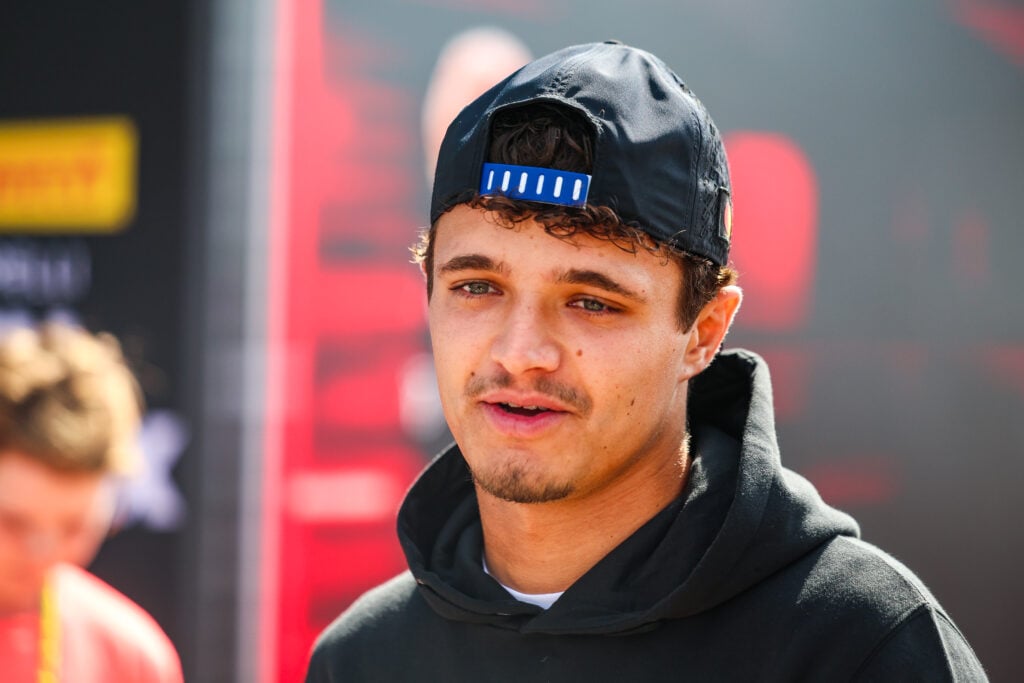 Lando Norris in the F1 paddock at Silverstone