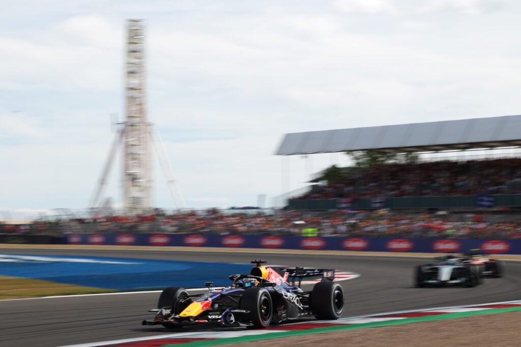 Red Bull driver Max Verstappen on track at Silverstone during the 2026 F1 British Grand Prix