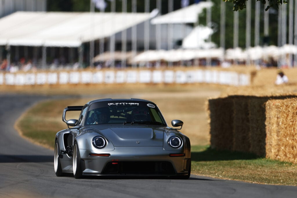 Racing Bulls F1 driver Liam Lawson drives the Gunther Werks F-26 up the hill at the 2026 Goodwood Festival of Speed
