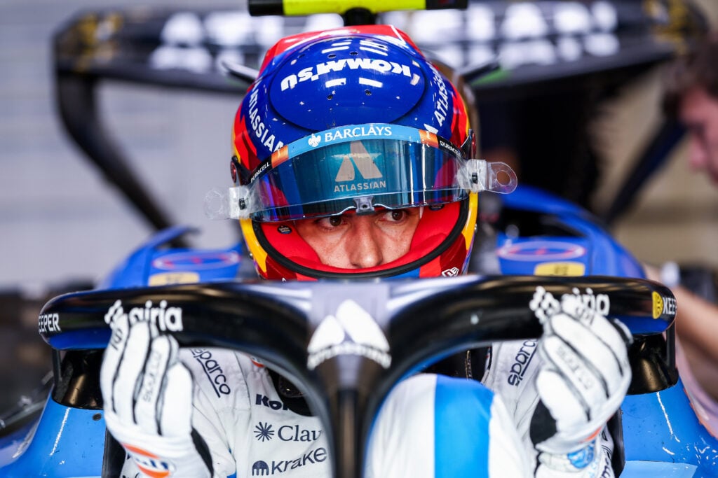 Williams driver Carlos Sainz in his car during practice at the 2026 F1 Belgian Grand Prix