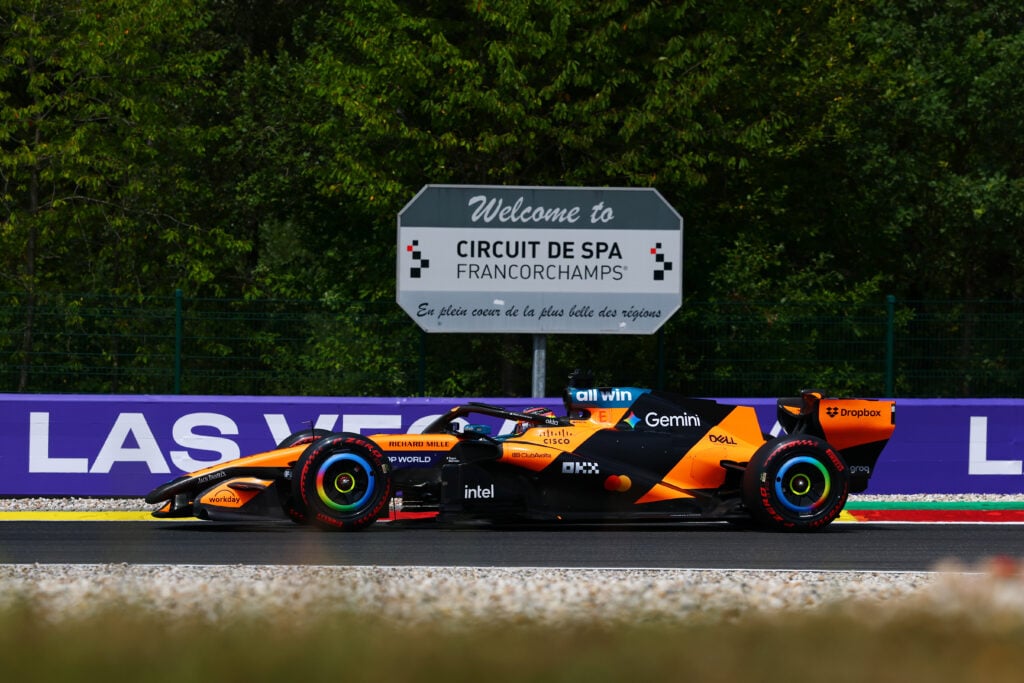 McLaren driver Oscar Piastri on track during FP3 at the 2026 F1 Belgian Grand Prix