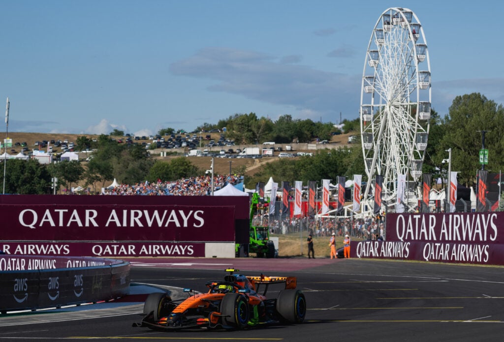 McLaren driver Lando Norris on track during practice at the 2026 F1 Hungarian Grand Prix
